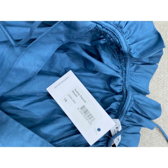 Harshman Women's Audrey Popover Blouse, Stellar Blue, Long Sleeve, NWT 220$ - Picture 6 of 9